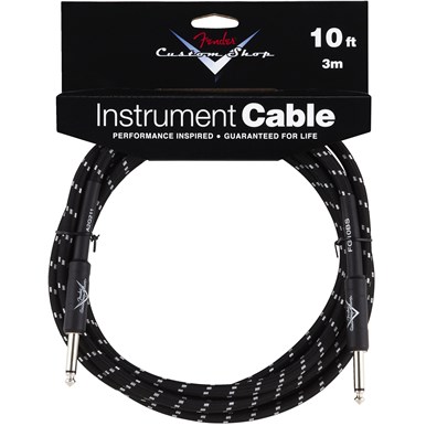 FENDER 10 ft CUSTOM SHOP CABLES (STRAIGHT-STRAIGHT ANGLE) - Black Tweed