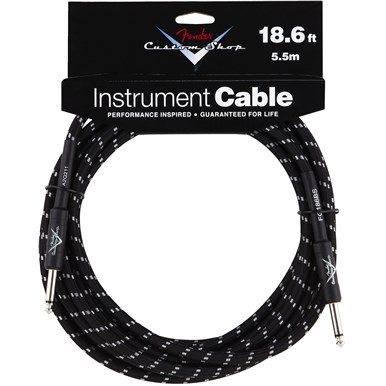 FENDER 18.6 ft CUSTOM SHOP CABLES (STRAIGHT-STRAIGHT ANGLE) - Black Tweed