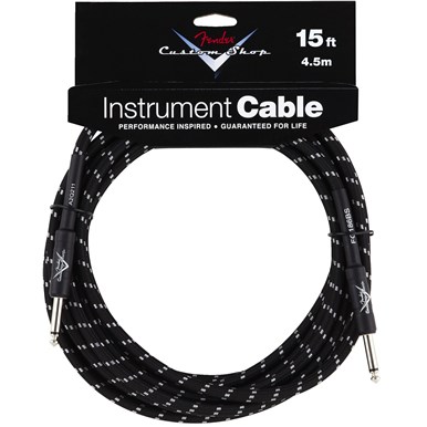 FENDER 15 ft CUSTOM SHOP CABLES (STRAIGHT-STRAIGHT ANGLE) - Black Tweed