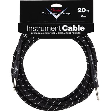 FENDER 20 ft CUSTOM SHOP CABLES (STRAIGHT-STRAIGHT ANGLE) - Black Tweed