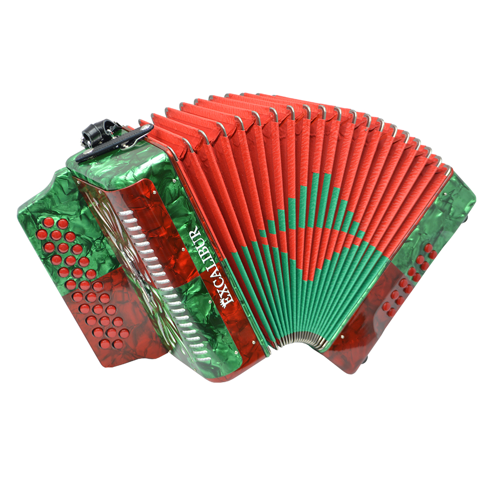 Excalibur Super Classic PSI 3 Row - Button Accordion - Red/Green - Key of FBE