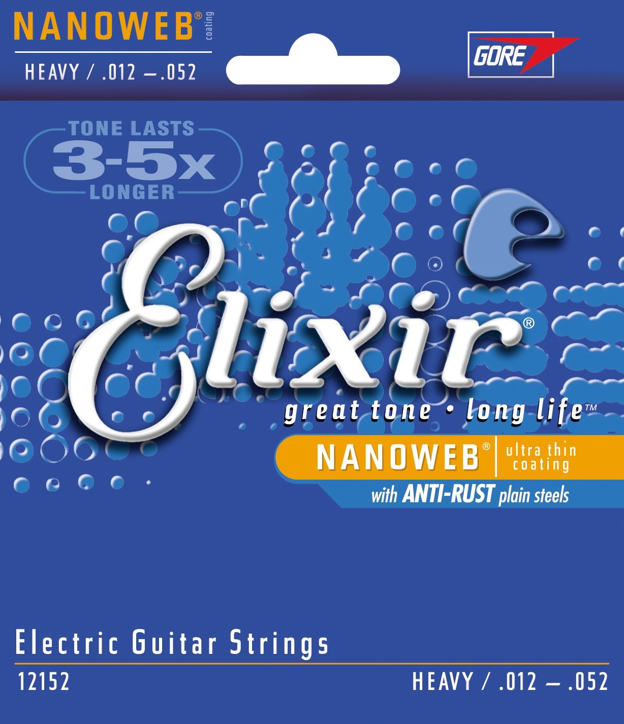 Elixir 12152 Electric Guitar Strings with NANOWEB Coating, Heavy (.012-.052)