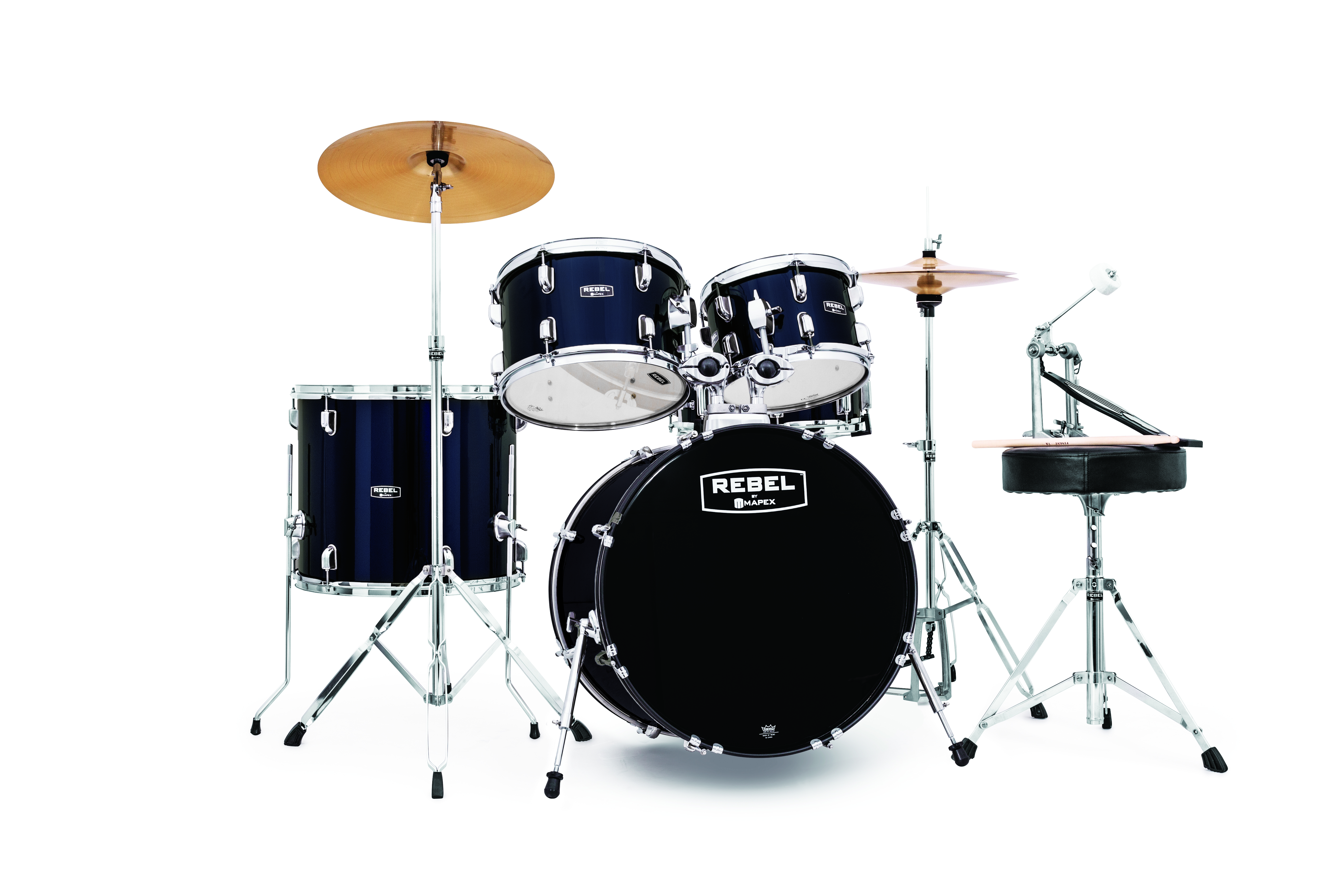 Mapex Rebel 5-piece Complete Jazz Set Up with Fast Size Toms - RB5044FTCYB - Royal Blue