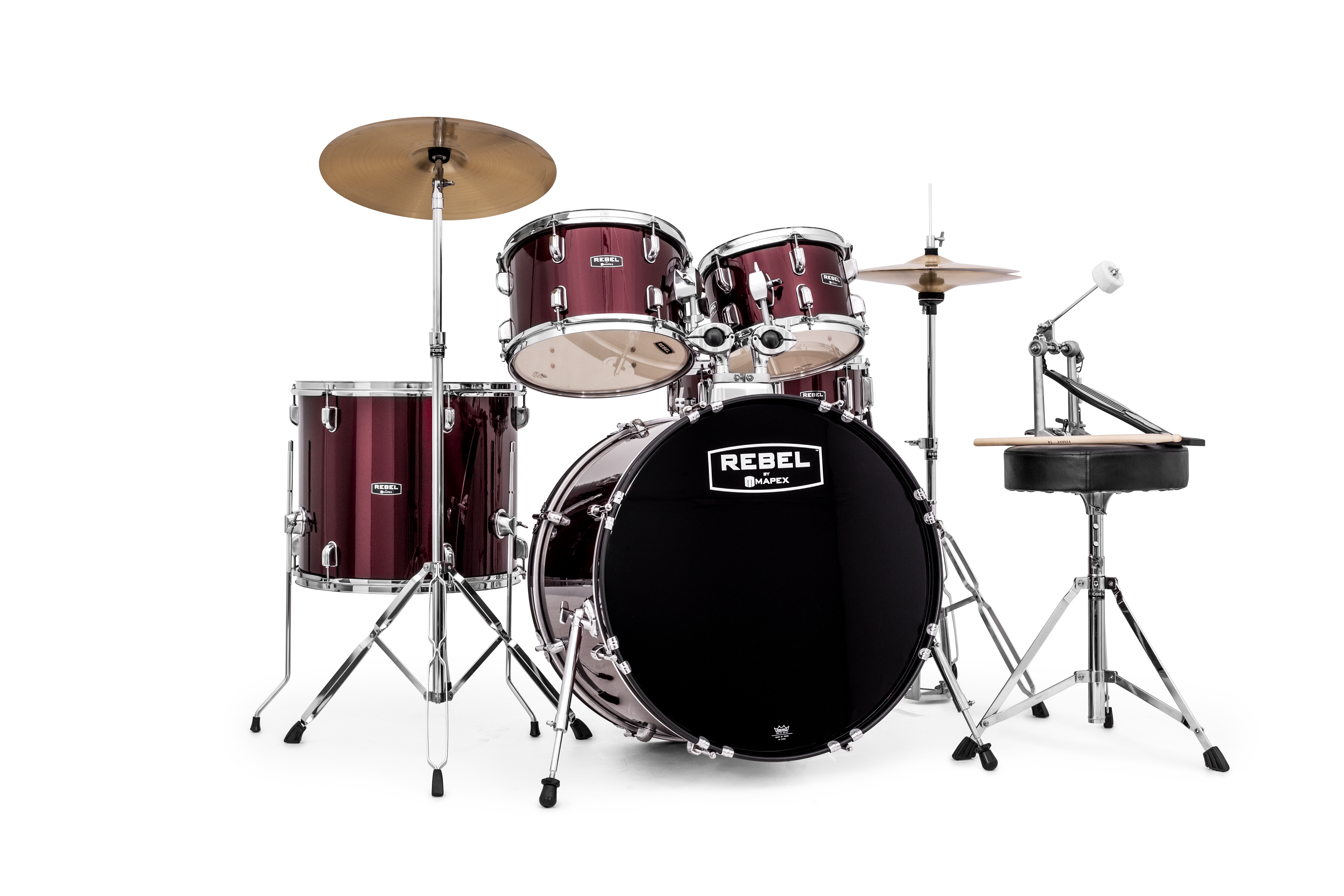 Mapex Rebel 5-piece SRO Complete Set Up with Fast Size Toms - RB5294FTCDR - Dark Red