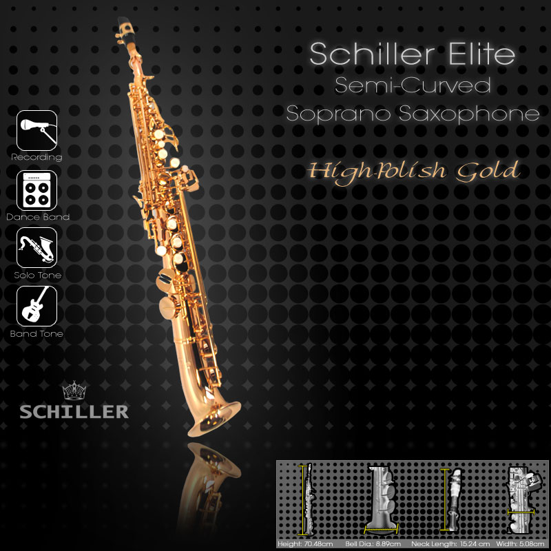 Schiller Elite IV Semi-Curved Soprano Saxophone - Gold