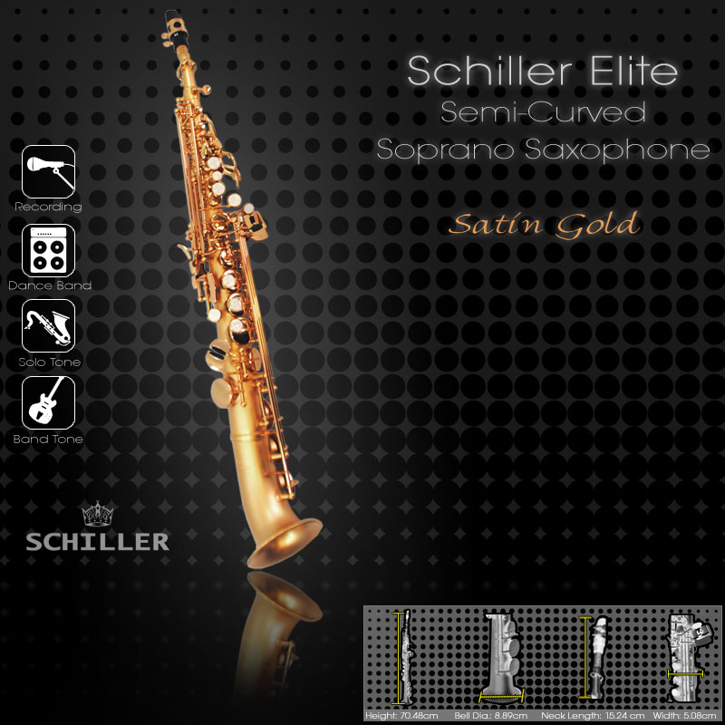 Schiller Elite IV Semi-Curved Soprano Saxophone - Satin Gold