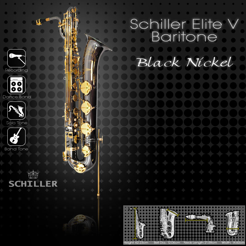 Schiller Elite V Baritone Saxophone - Black Nickel