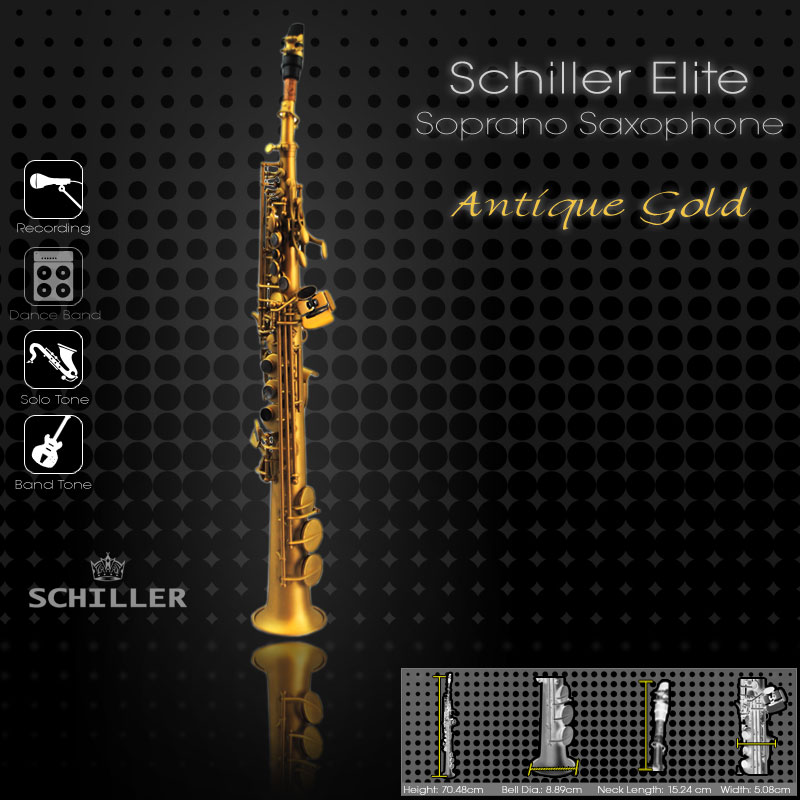 Schiller Elite Soprano Saxophone V Luxus - Antique Gold