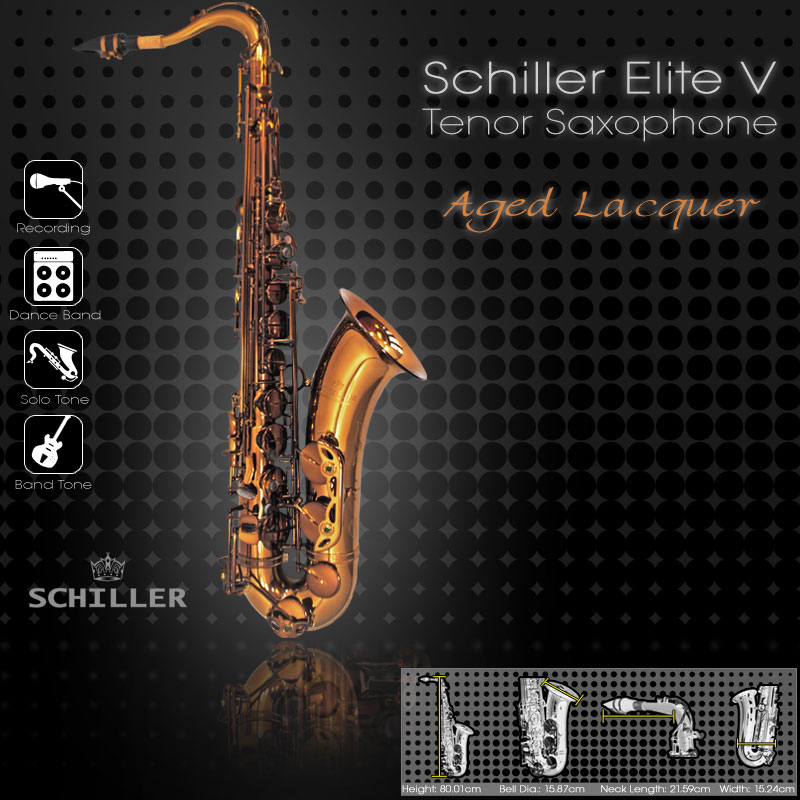 Schiller Elite V Tenor Saxophone - Aged Gold Lacquer