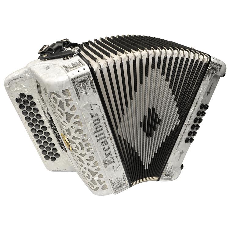 Excalibur Crown Custom 5 Switch Button Accordion - Pearl White