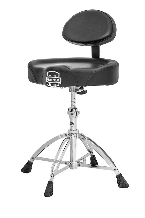 Mapex Saddle Top Drum Throne with Back Rest and 4 Double Braced Legs - T775