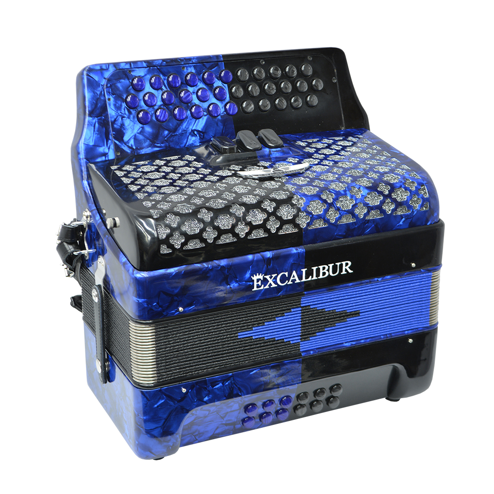 Excalibur Super Classic PSI 3 Row Button Accordion - Blue/Black - Key of FBE