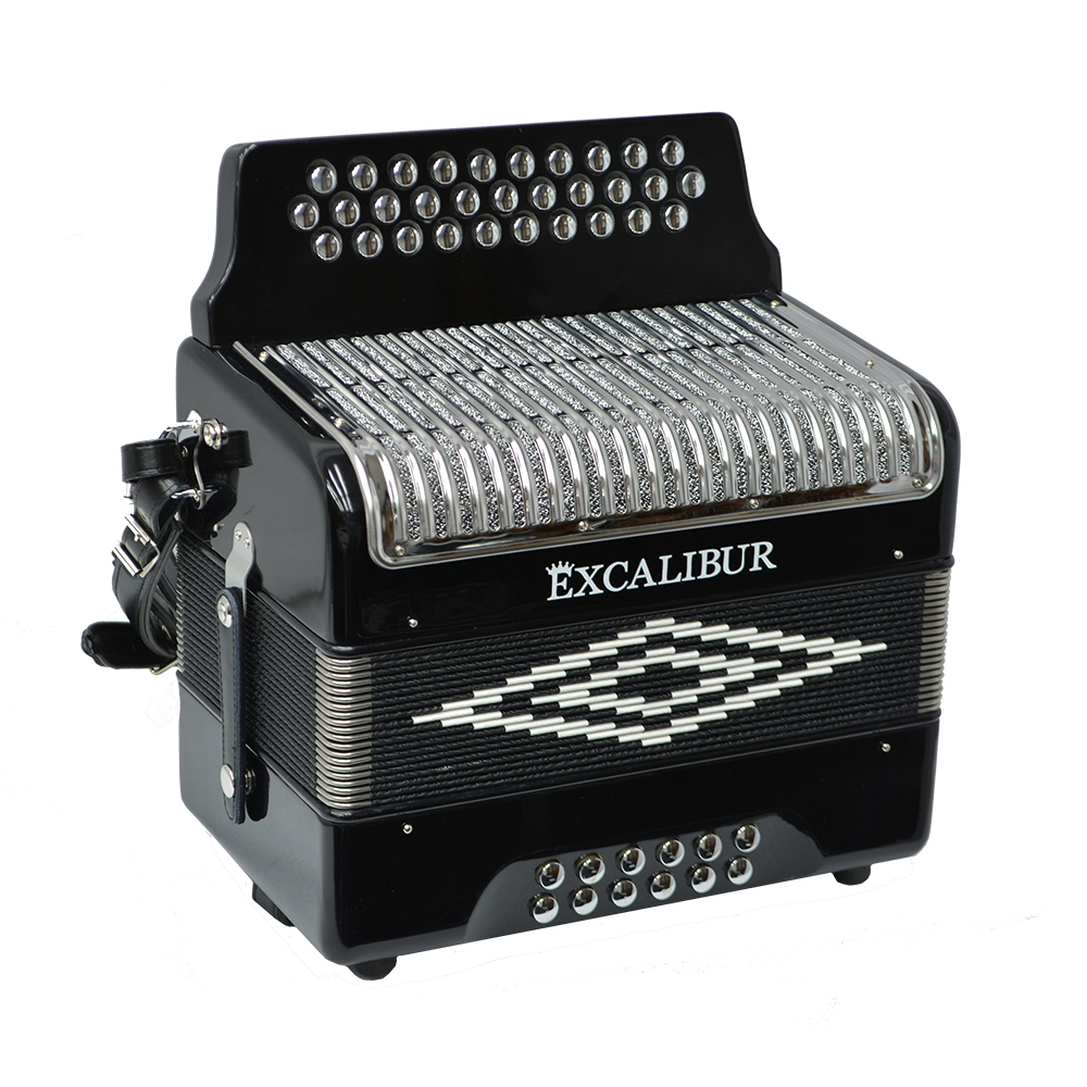 Excalibur Super Classic PSI 3 Row - Button Accordion - Black - Key of GCF