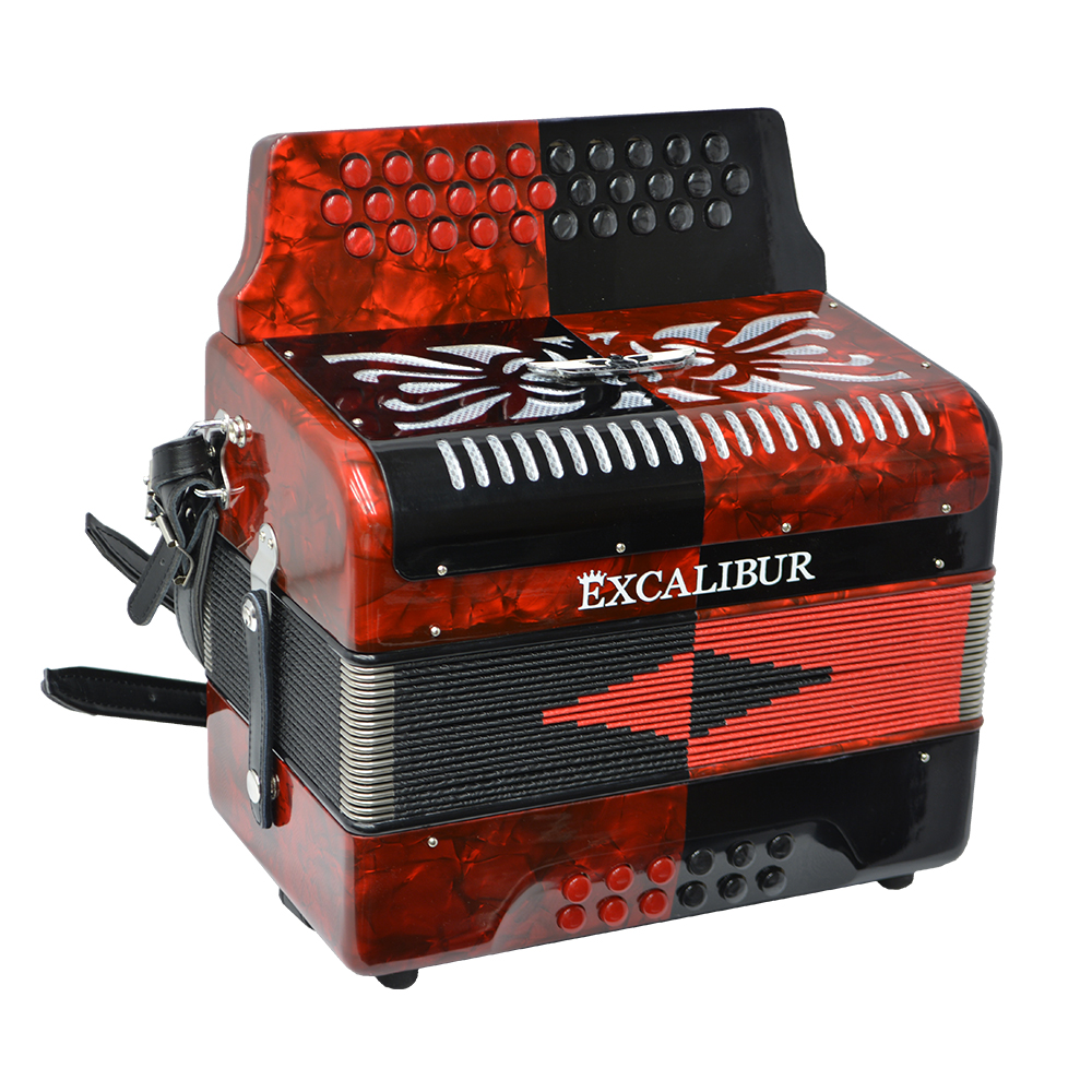 Excalibur Super Classic PSI 3 Row - Button Accordion - Red/Black - Key of FBE