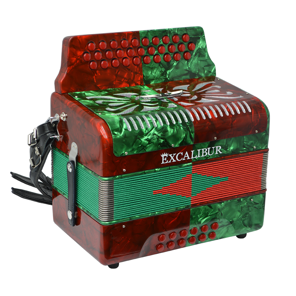 Excalibur Super Classic PSI 3 Row - Button Accordion - Red/Green - Key of GCF