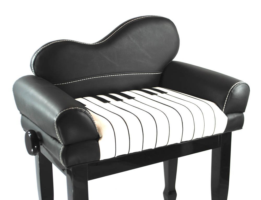 Frederick Artist Designer Adjustable Keyboard Bench Leather - Black Polish