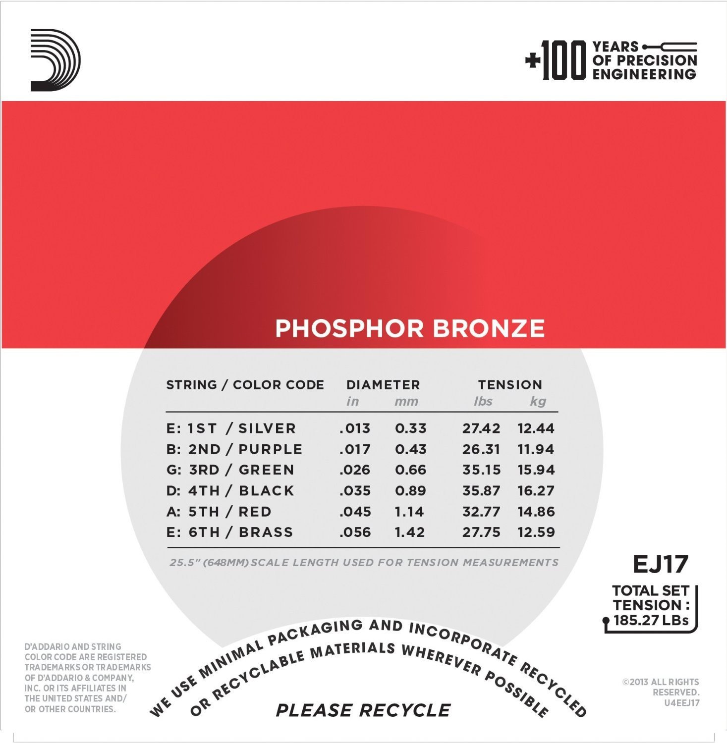 D Addario EJ17 Phosphor Bronze, Medium, 13-56