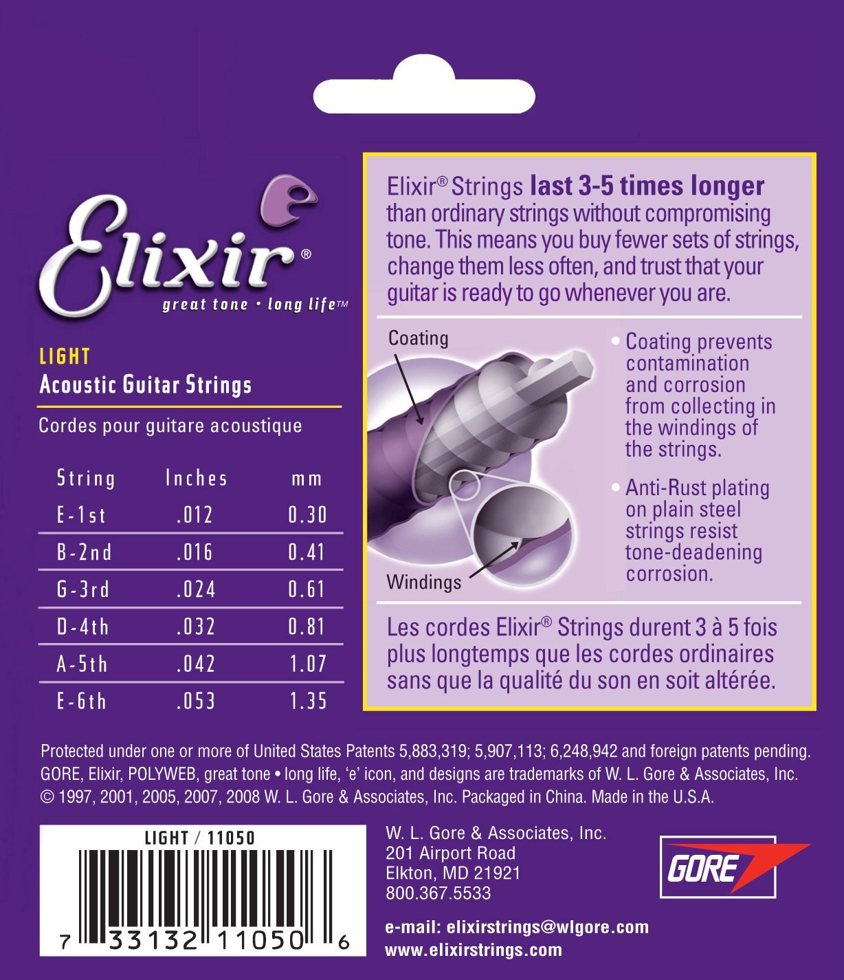 Elixir 11100 80/20 Bronze Acoustic Guitar Strings with POLYWEB Coating, Medium (.013-.056)