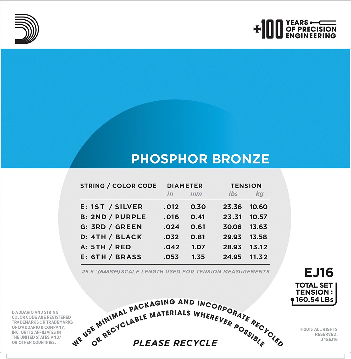 D Addario EJ16 Phosphor Bronze, Light, 12-53