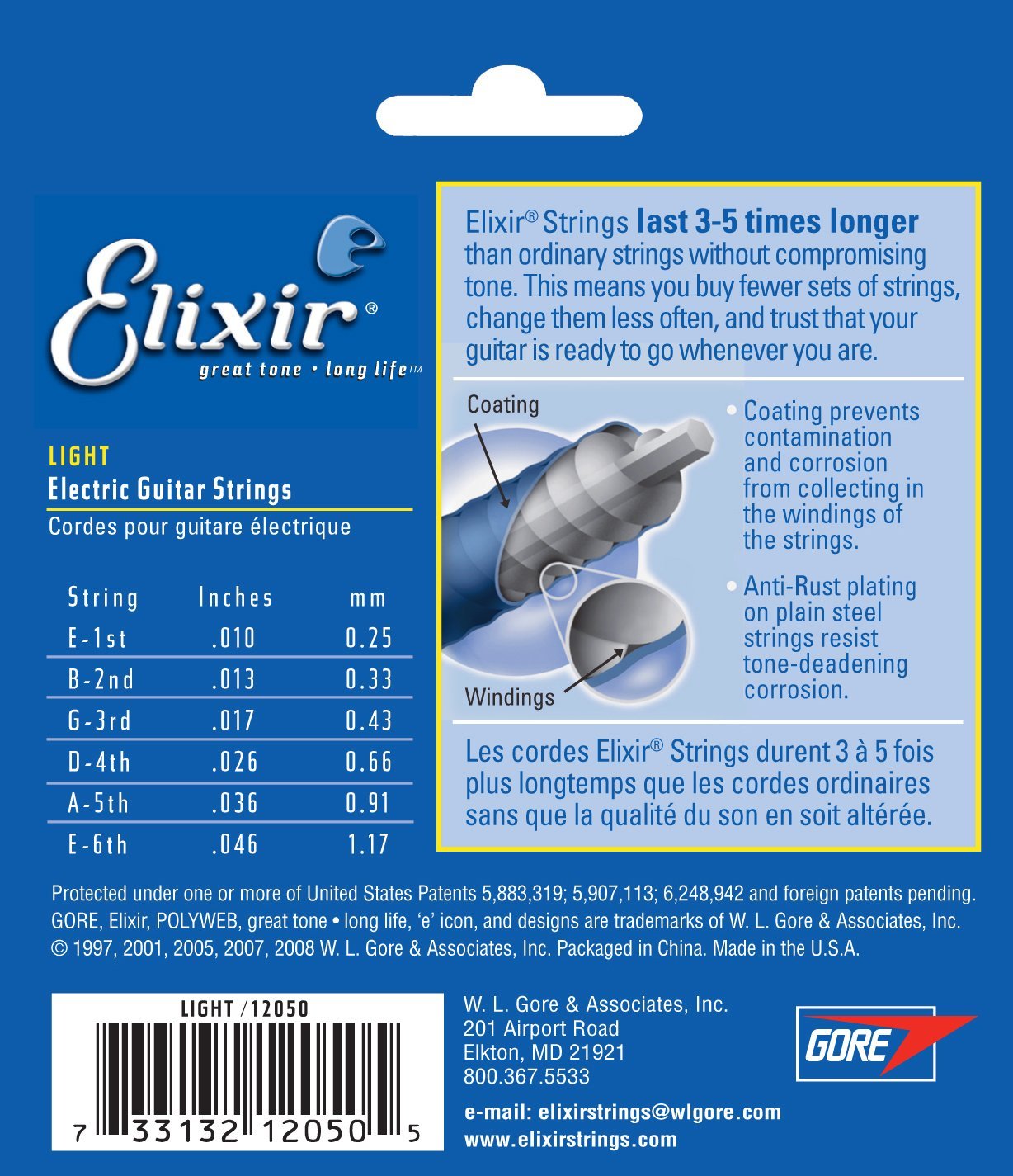 Elixir 12050 Electric Guitar Strings with POLYWEB Coating, Light (.010-.046)
