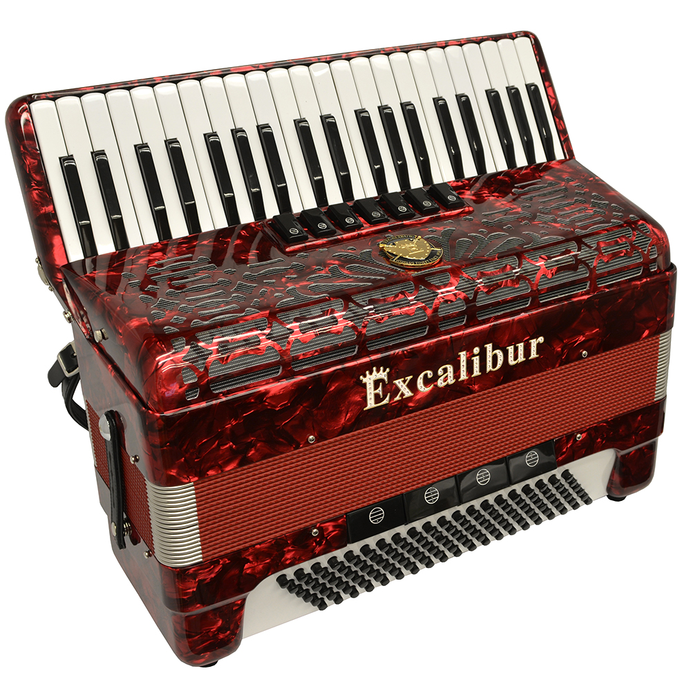 Excalibur Crown Series 120 Bass Accordion - Pearl Red