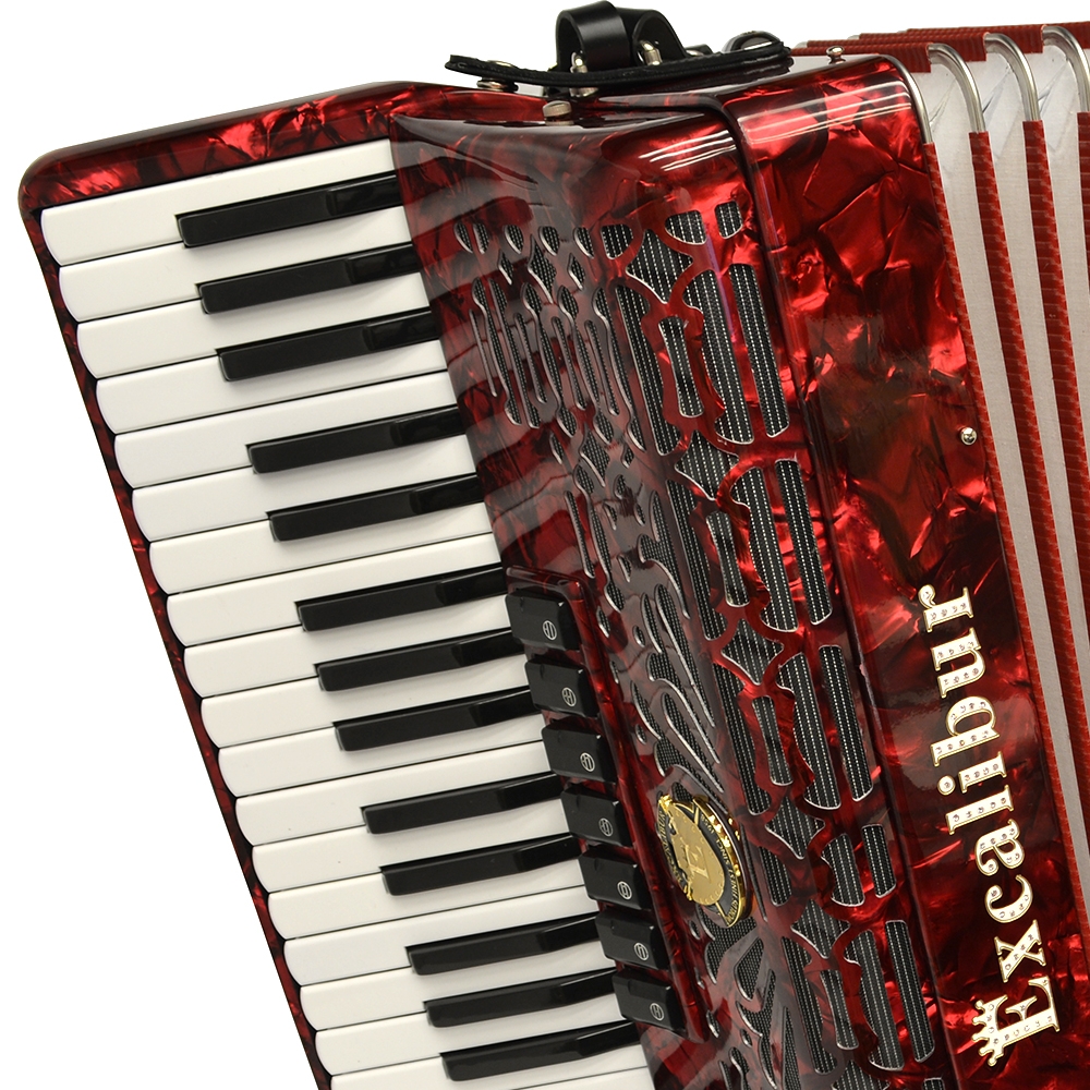 Excalibur Professionale 120 Bass 7-Switch Piano Accordion - Red