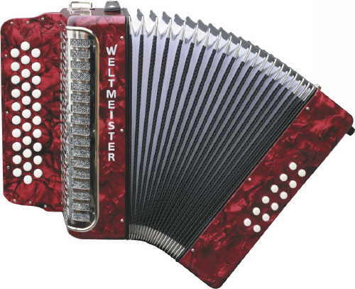 Weltmeister 3 Row Button Accordion Model 509 Red