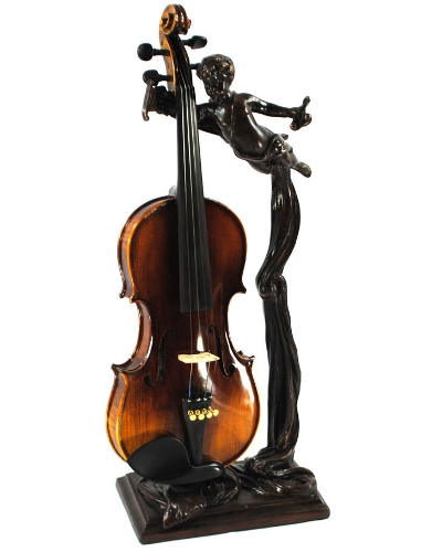Vienna Strings World Artisan Violin Stand - Greek Harpist - Aged Bronze