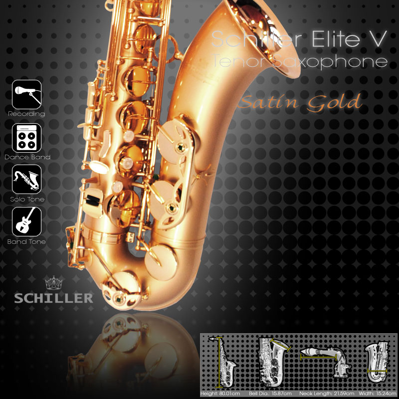 Schiller Elite V Tenor Saxophone - Satin Gold