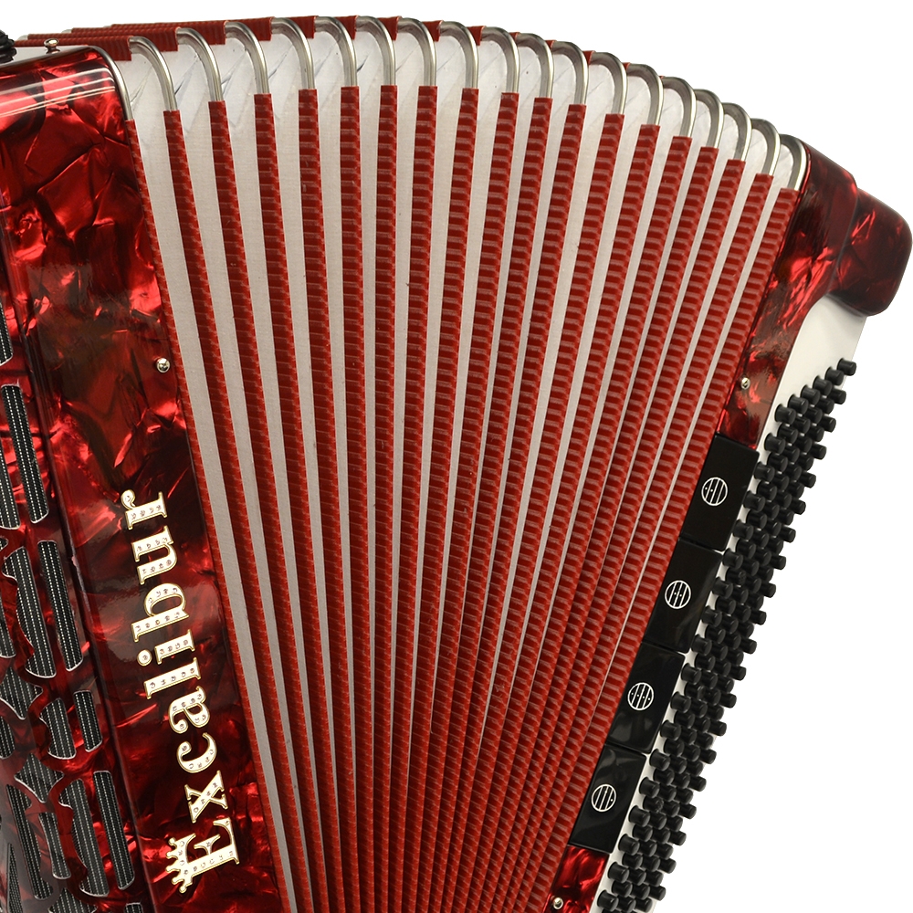 Excalibur Professionale 120 Bass 7-Switch Piano Accordion - Red