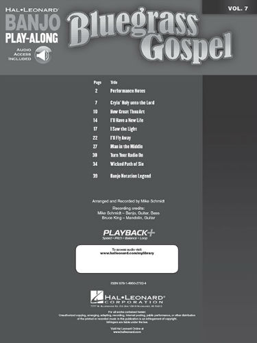 Bluegrass Gospel - Banjo Play-Along Volume 7 Book and CD