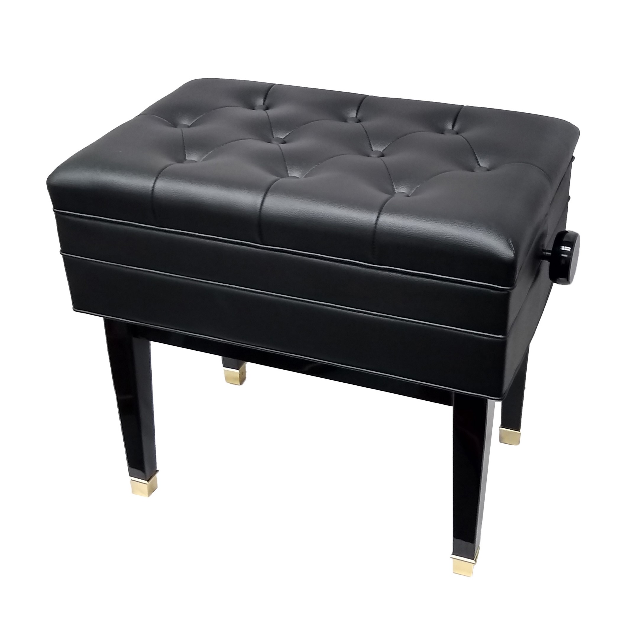 Frederick Adjustable Piano Bench W/music Storage Black Polish W/Brass ...